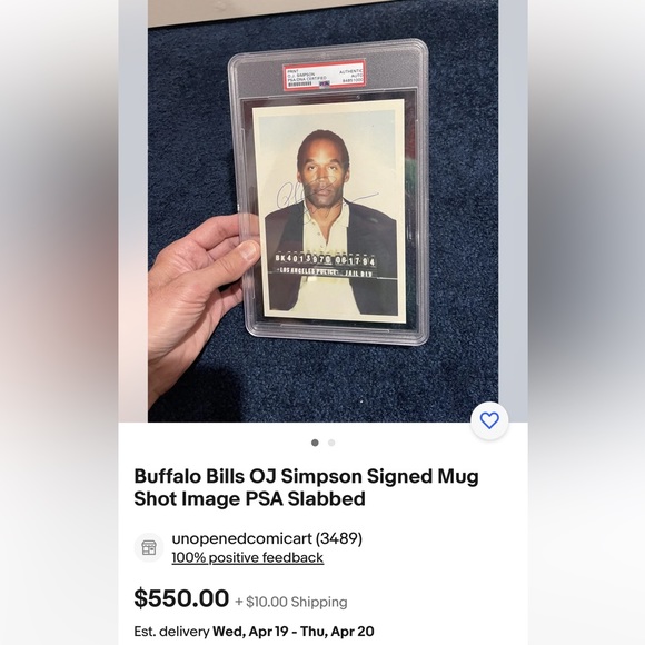 O.J. Simpson Memorabilia Art Captain Oj Simpson La County Mugshot